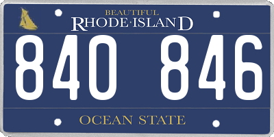 RI license plate 840846