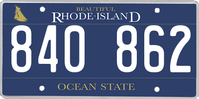 RI license plate 840862