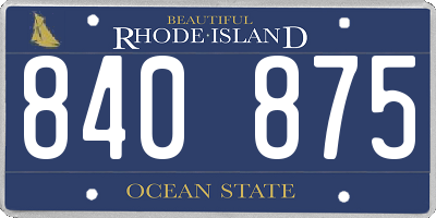 RI license plate 840875