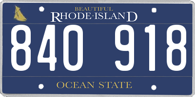 RI license plate 840918
