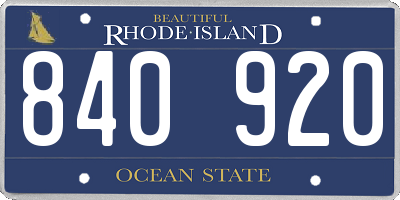 RI license plate 840920