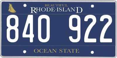 RI license plate 840922