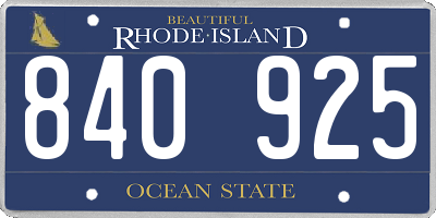 RI license plate 840925