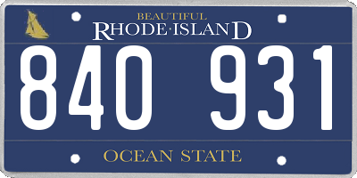 RI license plate 840931