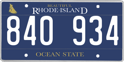 RI license plate 840934