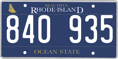 RI license plate 840935