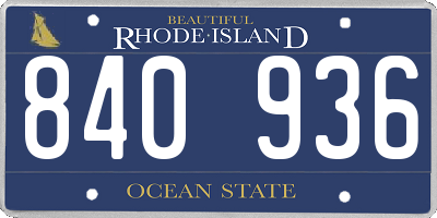 RI license plate 840936