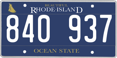 RI license plate 840937