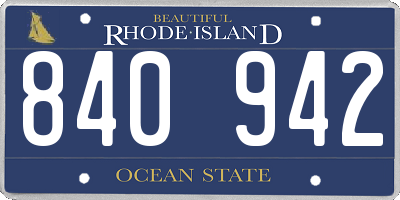 RI license plate 840942