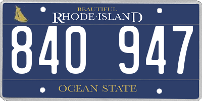 RI license plate 840947