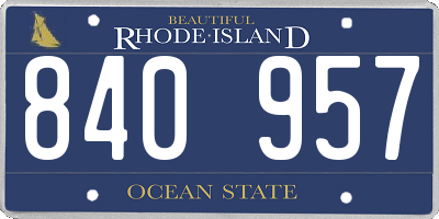 RI license plate 840957