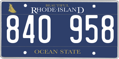 RI license plate 840958