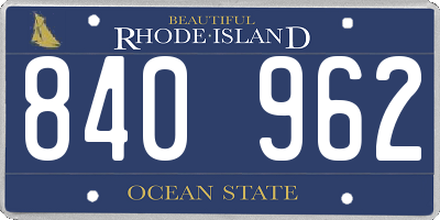 RI license plate 840962