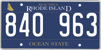 RI license plate 840963
