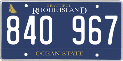 RI license plate 840967