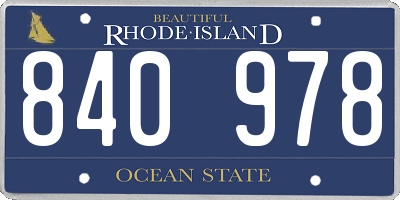 RI license plate 840978