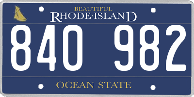 RI license plate 840982