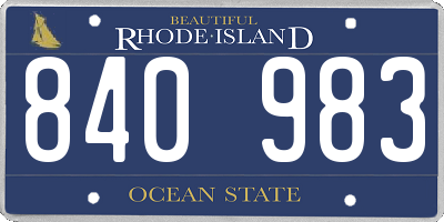 RI license plate 840983