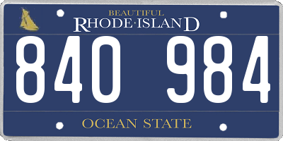 RI license plate 840984