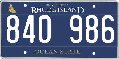 RI license plate 840986
