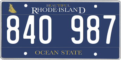 RI license plate 840987