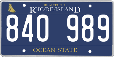 RI license plate 840989