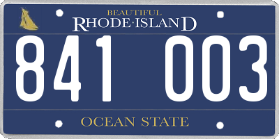 RI license plate 841003