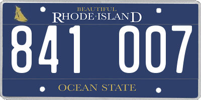RI license plate 841007