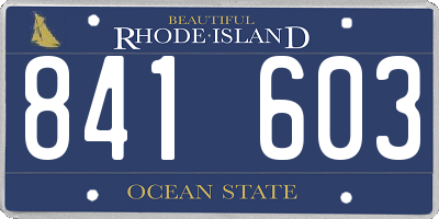 RI license plate 841603