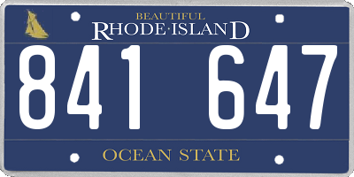 RI license plate 841647