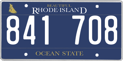 RI license plate 841708