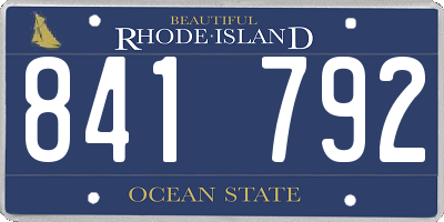 RI license plate 841792