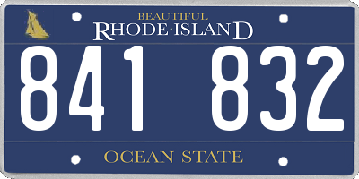 RI license plate 841832