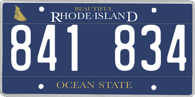 RI license plate 841834