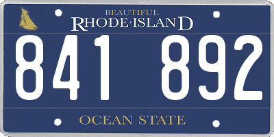 RI license plate 841892