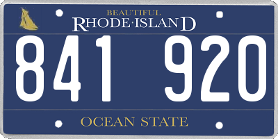 RI license plate 841920