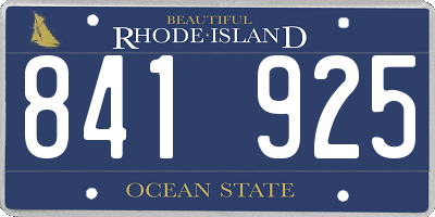 RI license plate 841925