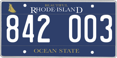 RI license plate 842003