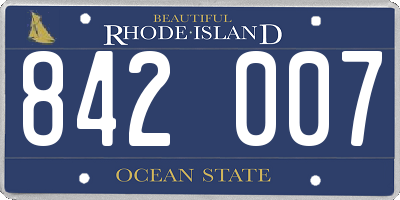 RI license plate 842007