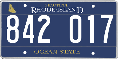 RI license plate 842017