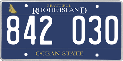 RI license plate 842030