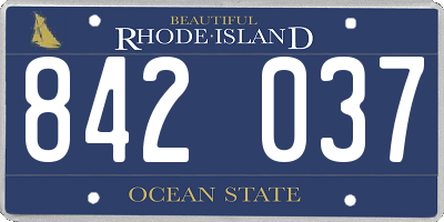 RI license plate 842037