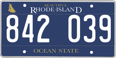RI license plate 842039
