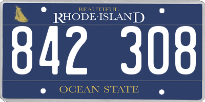 RI license plate 842308