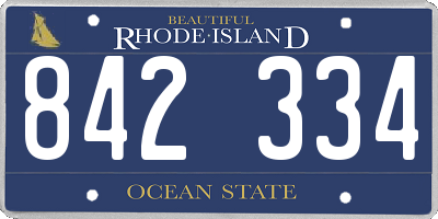 RI license plate 842334