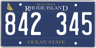 RI license plate 842345