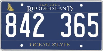 RI license plate 842365