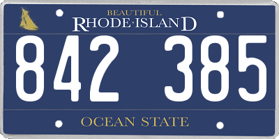 RI license plate 842385