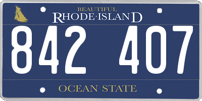 RI license plate 842407