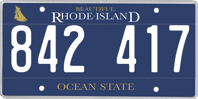 RI license plate 842417